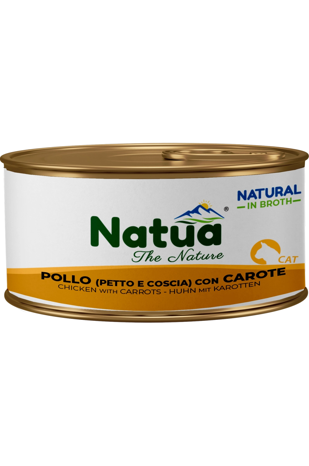 Natua Natural in Brodo - Pollo (Petto e Coscia) con Carote - Cibo umido per gatto adulto - 85 gr