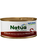 Natua Natural in Brodo - Pollo (Petto e Coscia) con Fegatini - Cibo umido per gatto adulto - 85 gr
