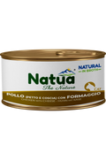 Natua Natural in Brodo - Pollo (Petto e Coscia) con Formaggio - Cibo umido per gatto adulto - 85 gr