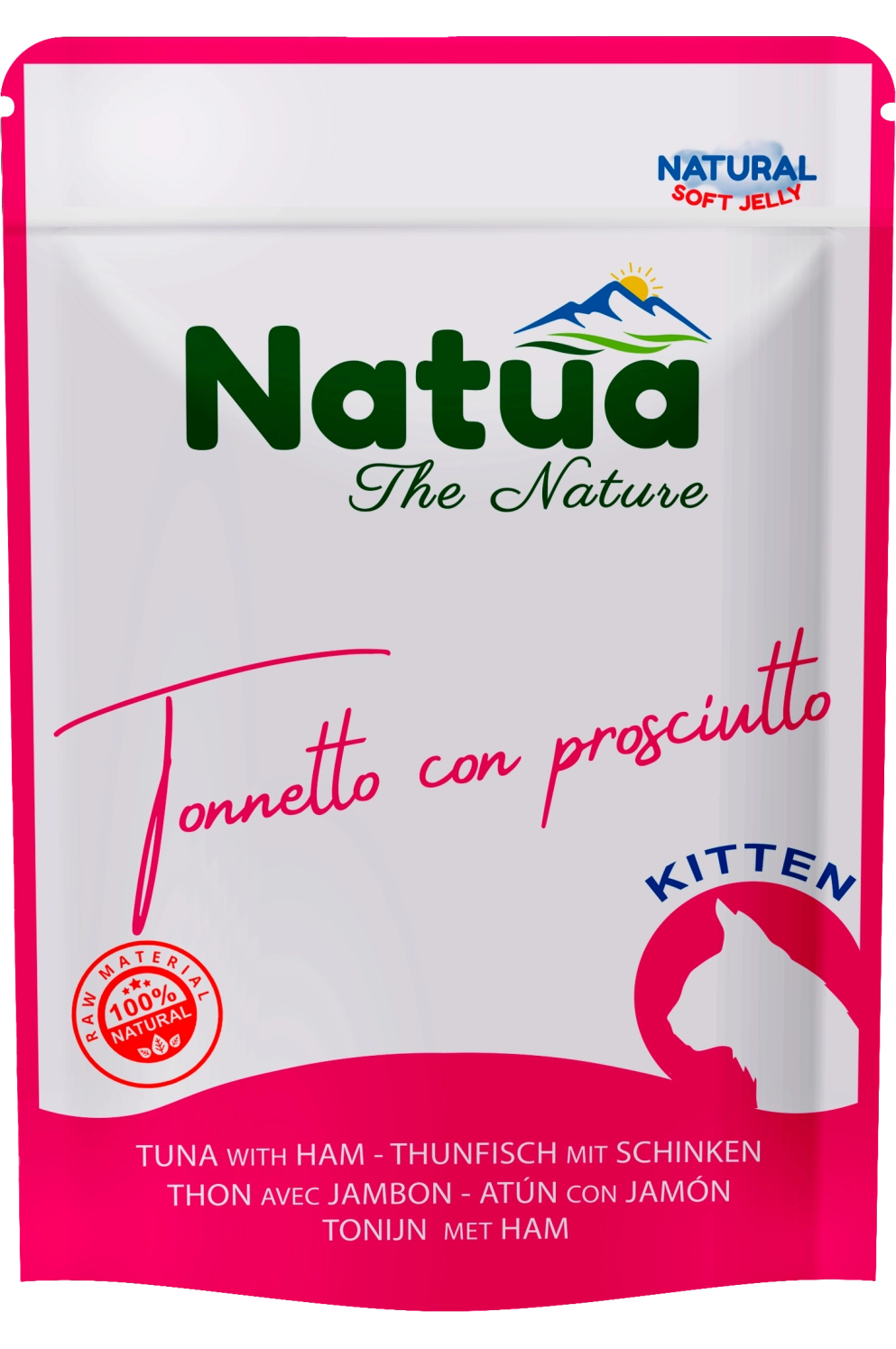 Natua Soft Jelly - Tonnetto con Prosciutto - Cibo umido per gatto adulto - 70 gr