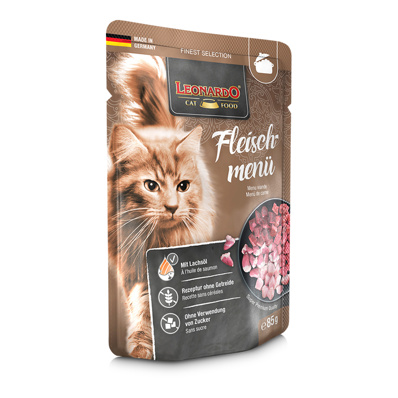 LEONARDO Menù di carne Ricco di pollo, manzo e agnello Gusto di carne facilmente digeribile - 85 gr