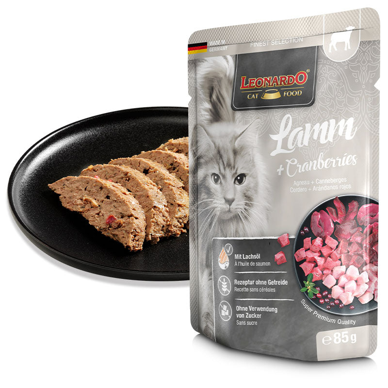 LEONARDO Agnello + cranberries Ricco di agnello genuino Con il superfood mirtillo rosso - 85 gr