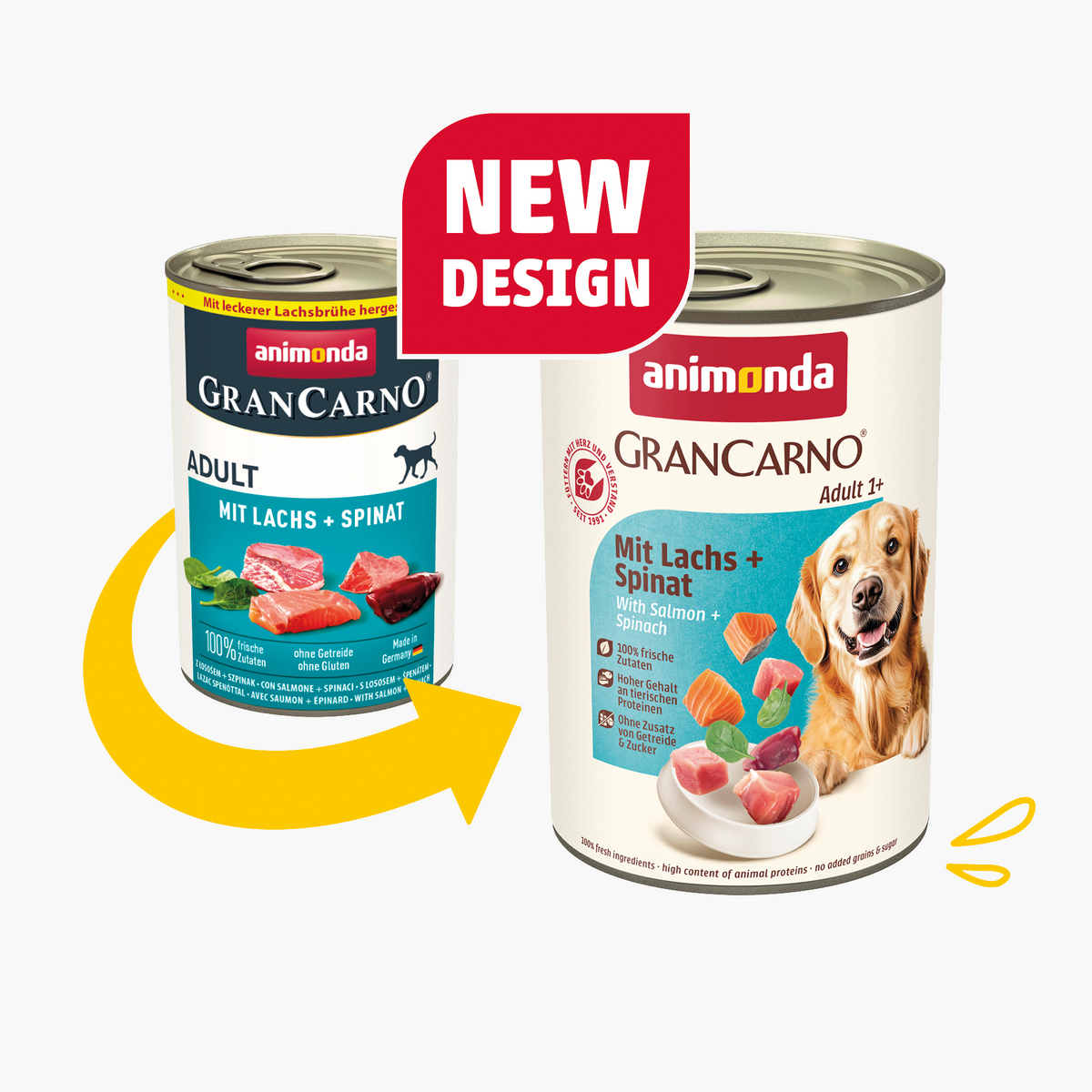 Animonda GranCarno - Salmone e Spinaci - Cibo umido per cani adulti - Grain Free