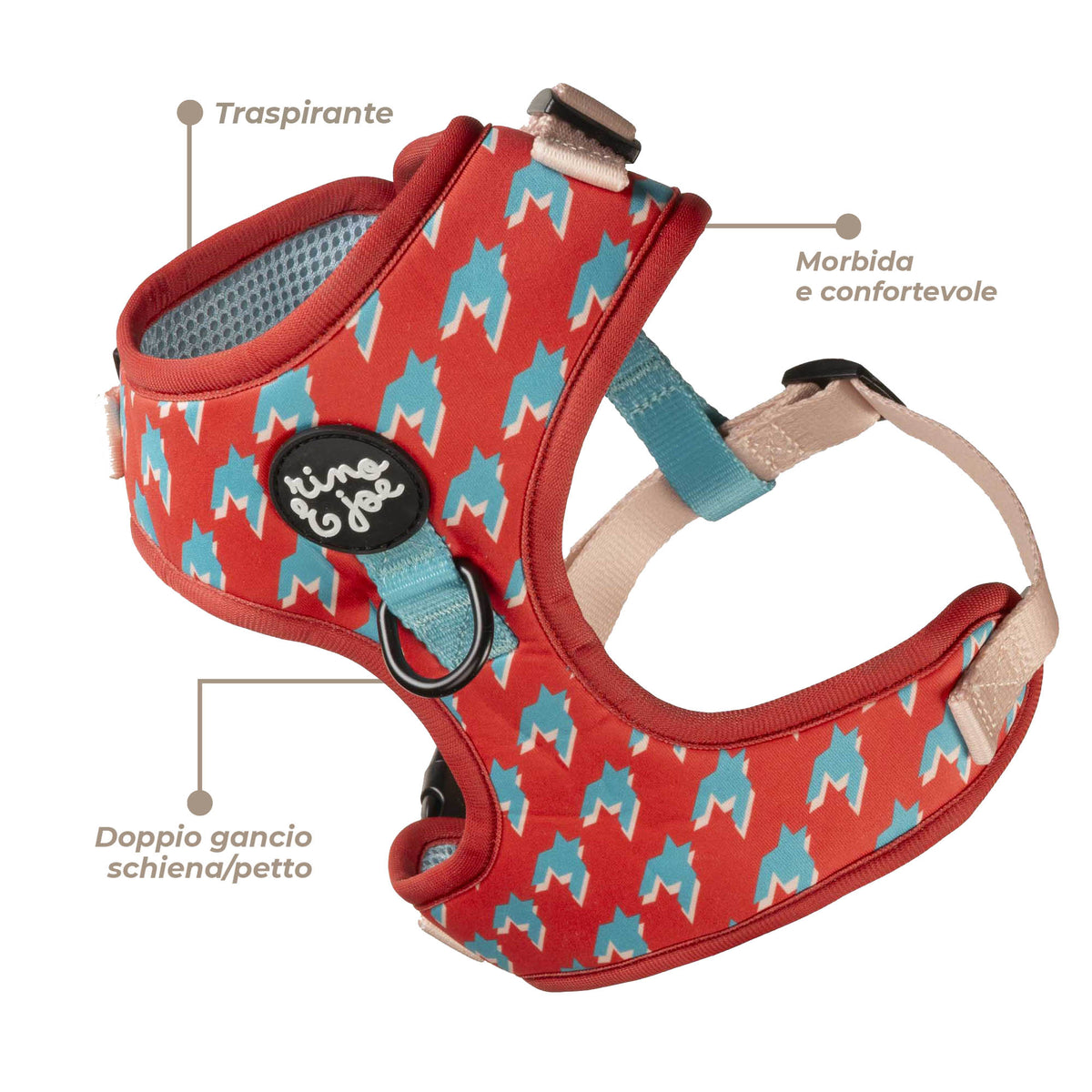 Pettorina in Neoprene Regolabile per Cani | Si Adatta Perfettamente al Corpo del Cane | Pied Poule - Rino & Joe