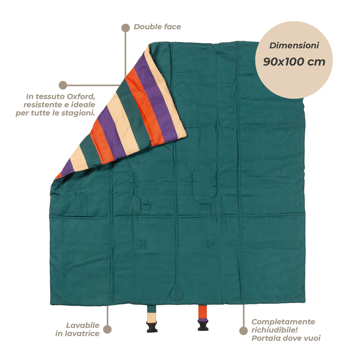 Cuccia Portatile Pieghevole in Tessuto Oxford 90x100cm | Righe - Rino & Joe