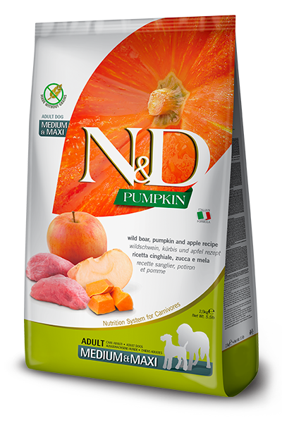 Farmina N&D Pumpkin Canine - Zucca, cinghiale e mela - Crocchette Cane Adulto - Taglia Media Grande