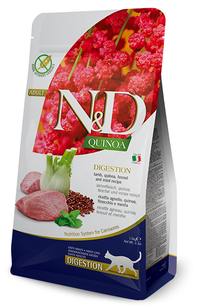 Farmina N&D - Digestion - Agnello, quinoa, finocchio e menta - Crocchette per gatti adulti