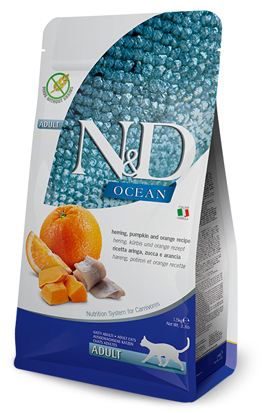 Farmina N&D Ocean feline - aringa, zucca e arancia - Crocchette per gatti adulti