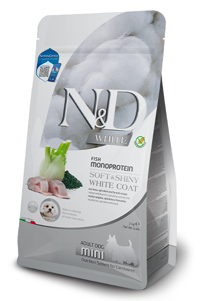 Farmina N&D White - Spigola, spirulina, finocchio - Crocchette Cane Adulto - Taglia Piccola