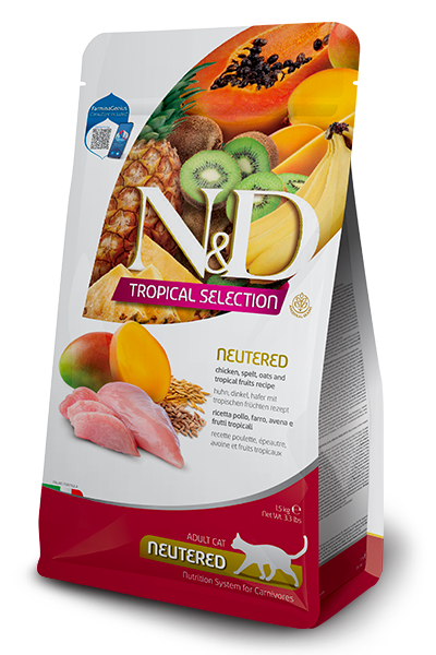 Farmina N&D Tropical Selection feline - pollo, farro, avena e frutti tropicali - Crocchette per gatti adulti sterilizzati