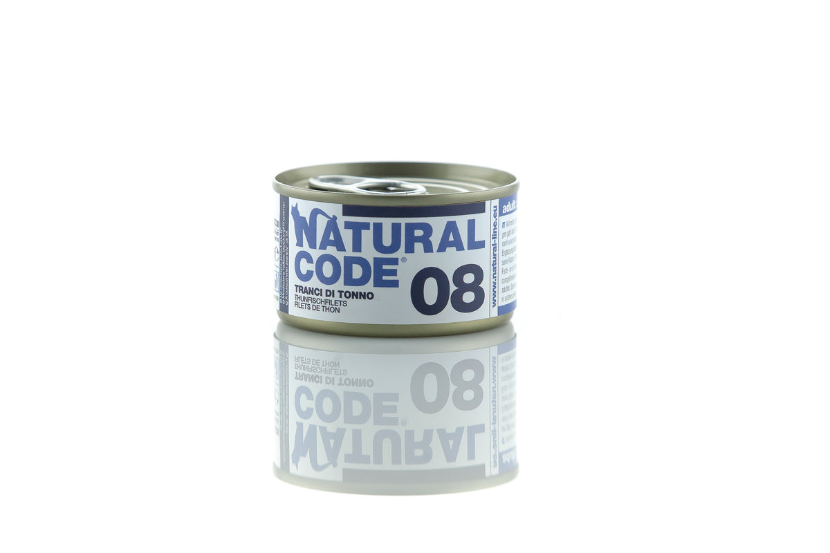 Natural Code - Umido Gatto - Tranci di Tonno 08 - Acqua di Cottura - Lattina 85g