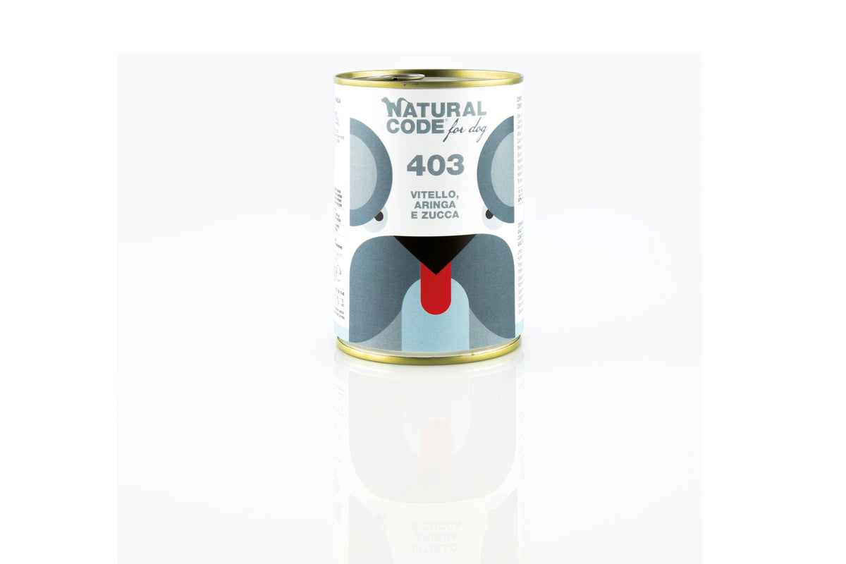 Natural Code - Umido Cane - Vitello, Aringa e Zucca 403 - Paté - Lattina 400g