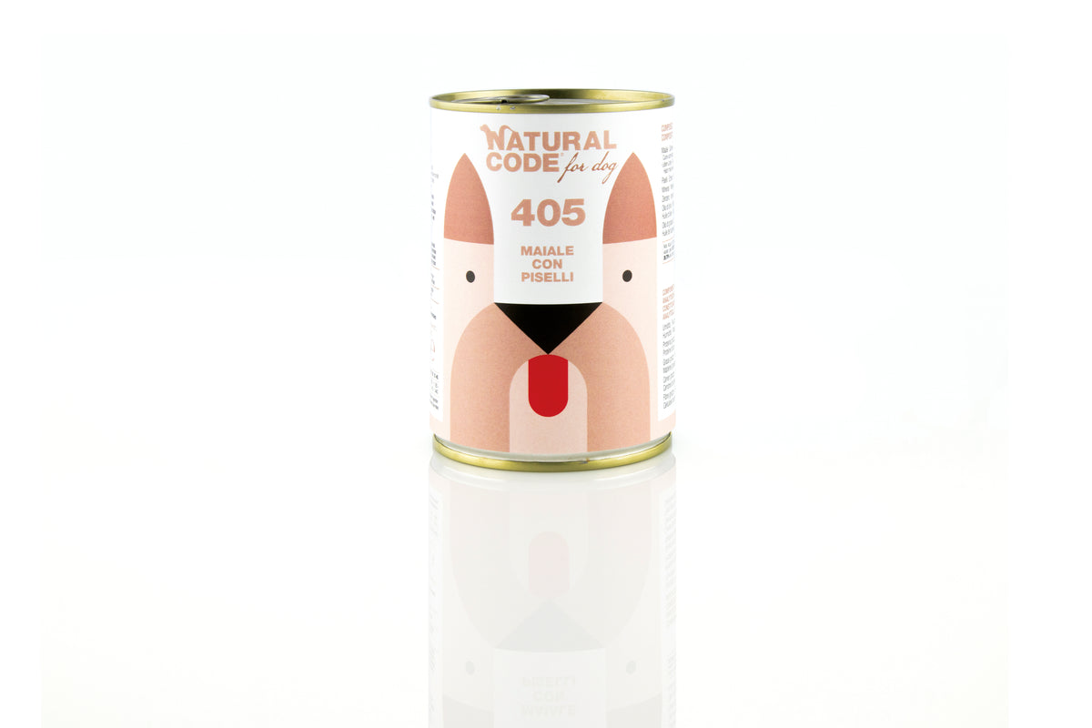 Natural Code - Umido Cane - Maiale e Piselli 405 - Paté - Lattina 400g