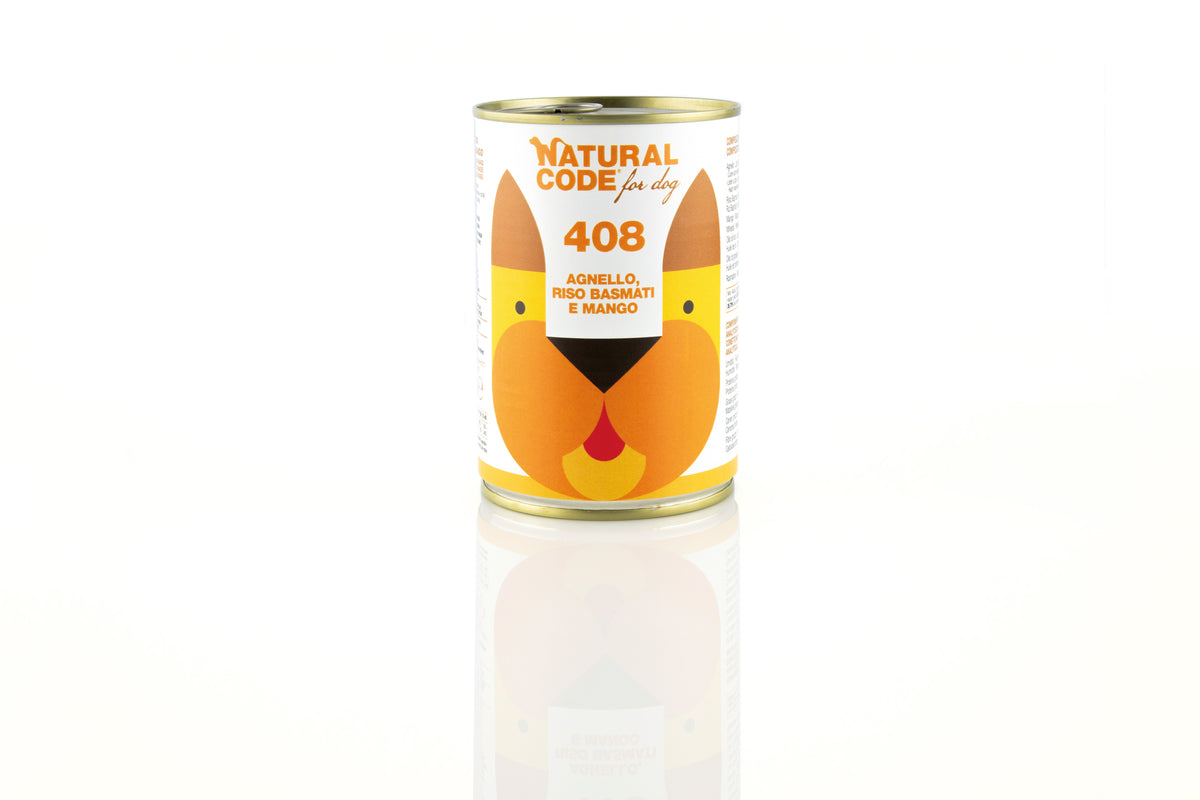 Natural Code - Umido Cane - Agnello, Riso Basmati e Mango 407 - Paté - Lattina 400g