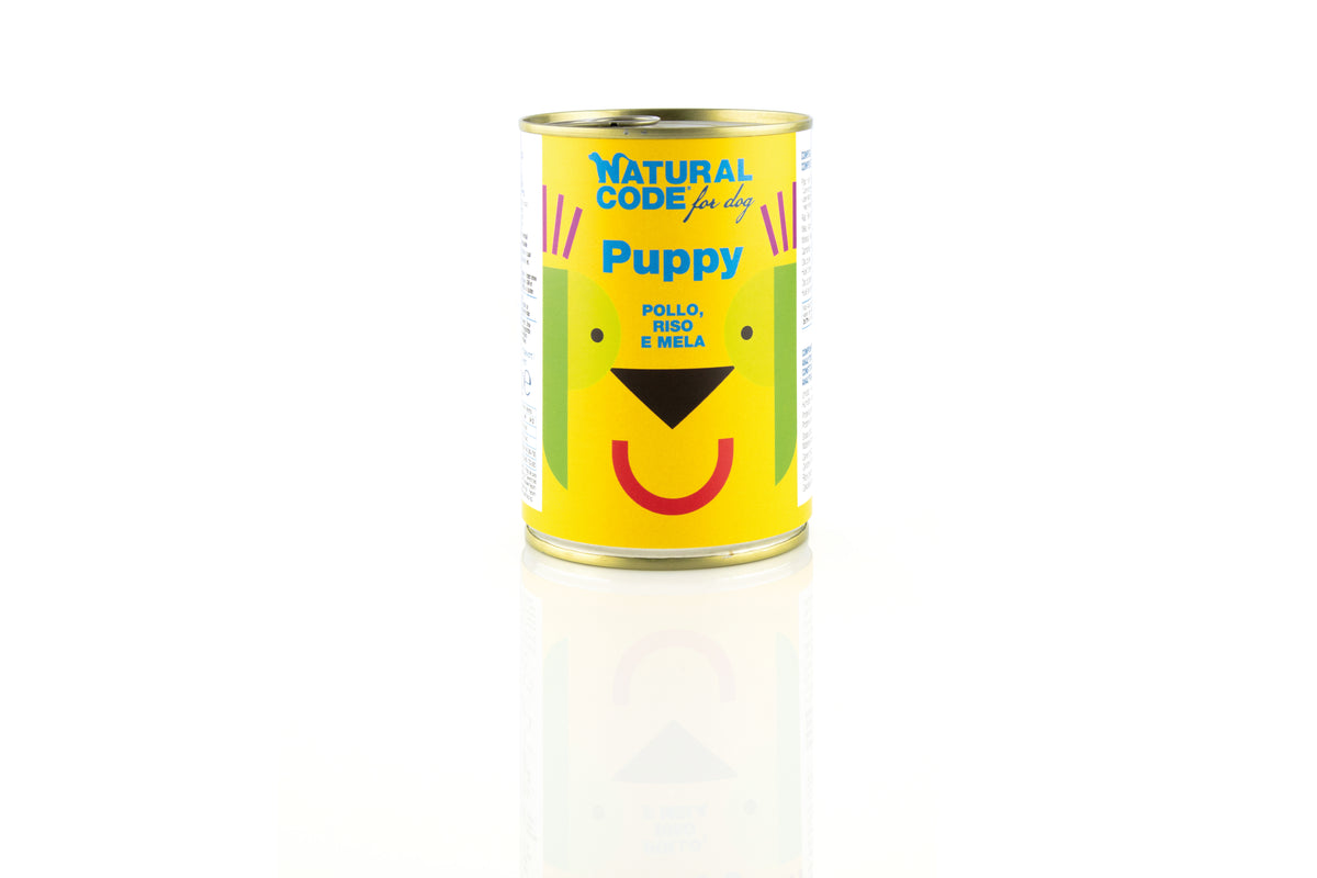 Natural Code - Umido Cane - Puppy 01 Pollo, Riso e Mela - Paté - Lattina 400g