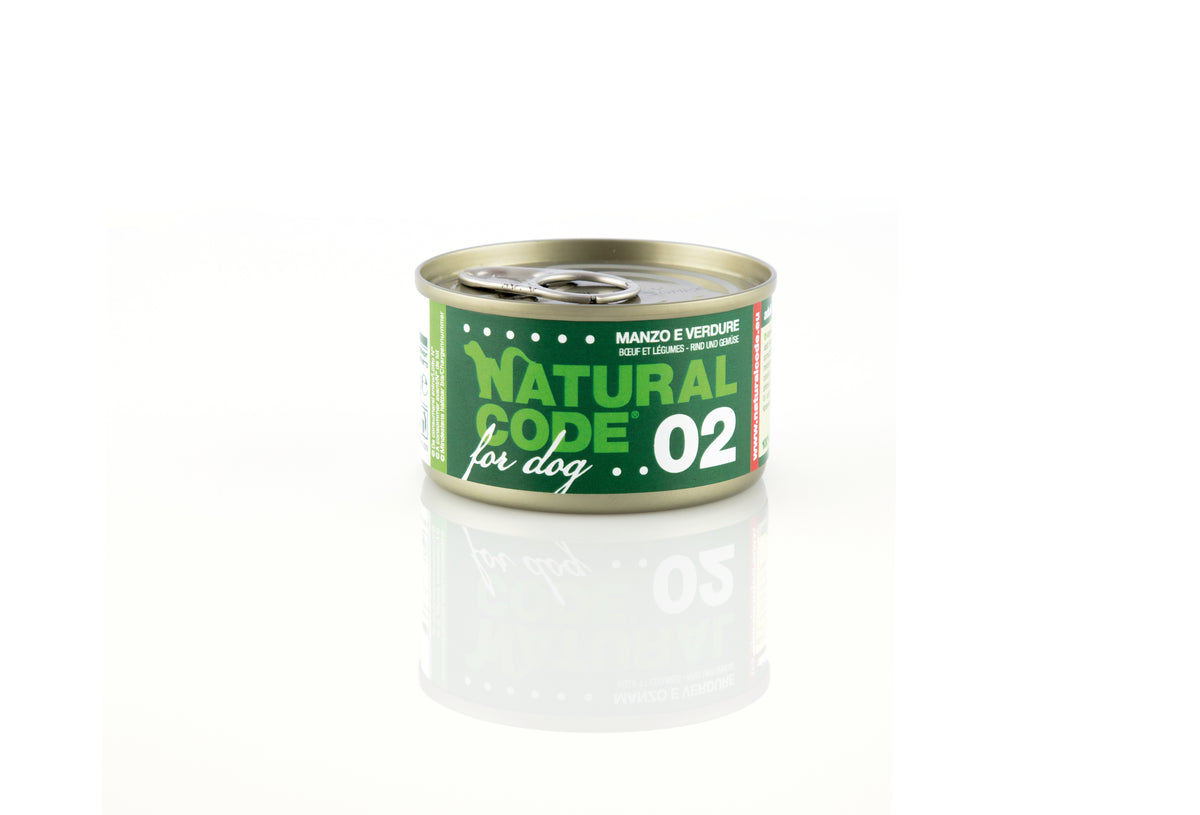 Natural Code - Umido Cane - Manzo e Verdure 02 - Lattina 90g