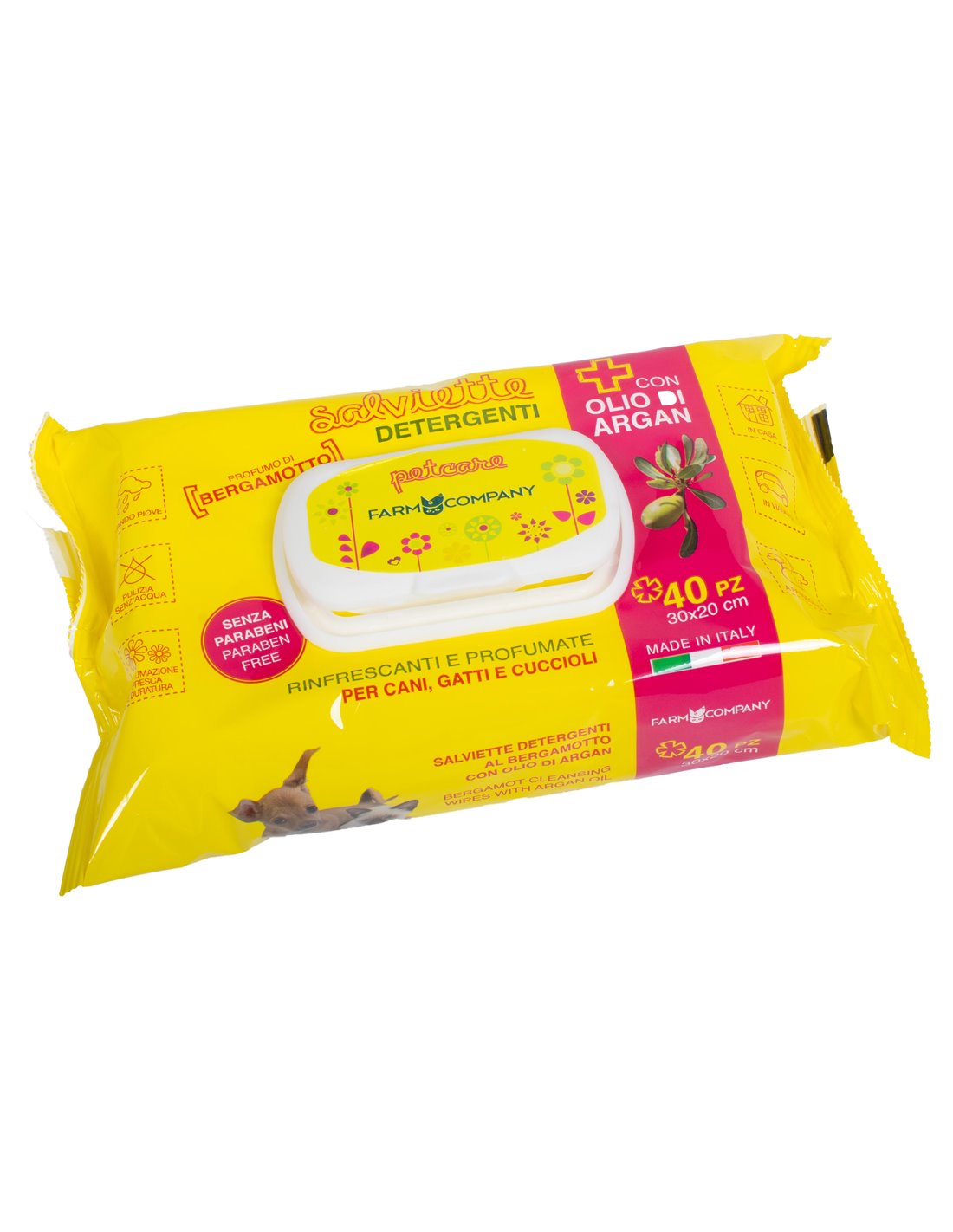 Salviette umidificate Bergamotto e Olio di Argan - 40 strappi - Farmcompany