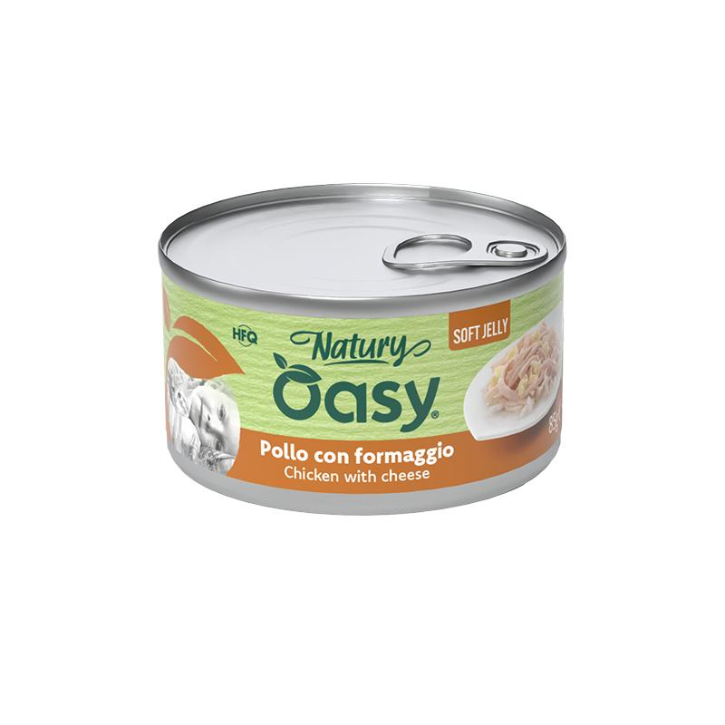 Oasy Natury Soft Jelly - Pollo con Formaggio - Alimento complementare in gelatina per gatti adulti