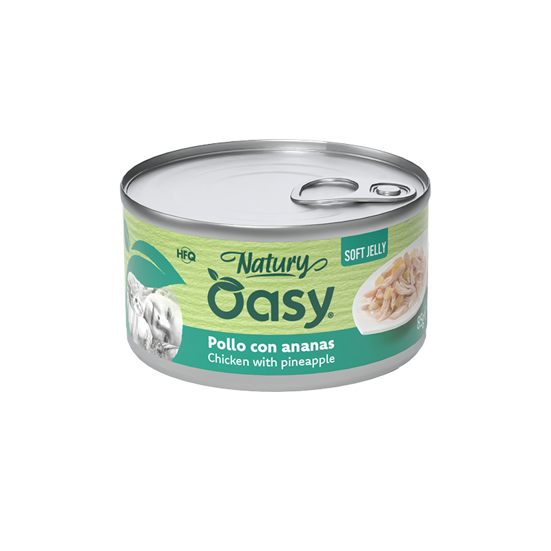 Oasy Natury Soft Jelly - Pollo con Ananas - Alimento complementare in gelatina per gatti adulti