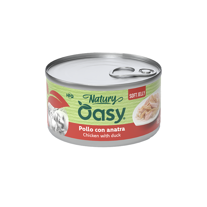Oasy Natury Soft Jelly - Pollo con Anatra - Alimento complementare in gelatina per gatti adulti