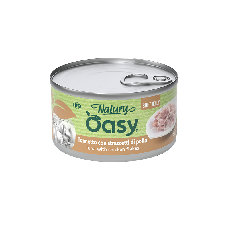 Oasy Natury Soft Jelly - Tonnetto con straccetti di pollo - Alimento complementare in gelatina per gatti adulti