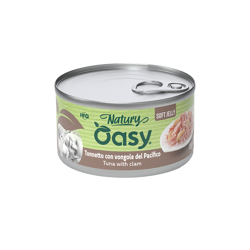Oasy Natury Soft Jelly - Tonnetto con vongole del Pacifico - Alimento complementare in gelatina per gatti adulti
