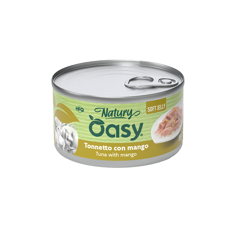 Oasy Natury Soft Jelly - Tonnetto con mango - Alimento complementare in gelatina per gatti adulti