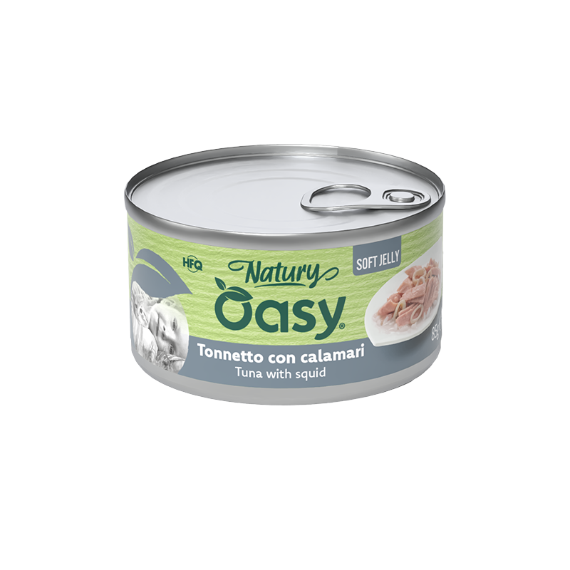 Oasy Natury Soft Jelly - Tonnetto con calamari - Alimento complementare in gelatina per gatti adulti