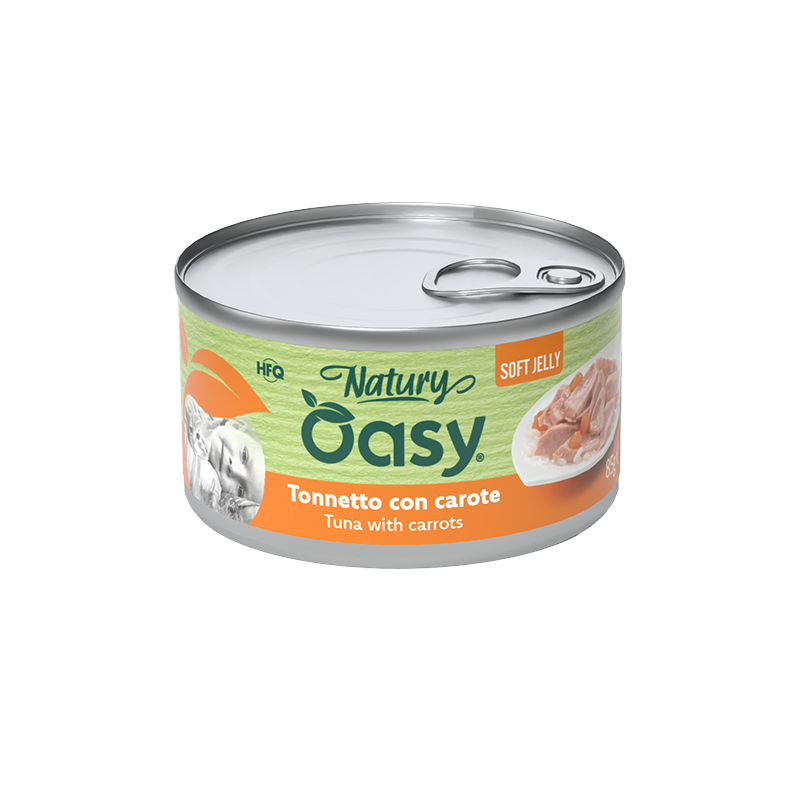 Oasy Natury Soft Jelly - Tonnetto con carote - Alimento complementare in gelatina per gatti adulti