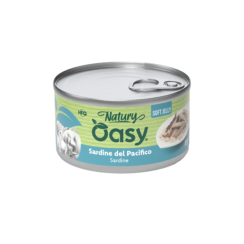 Oasy Natury Soft Jelly - Sardine del Pacifico - Alimento complementare in gelatina per gatti adulti