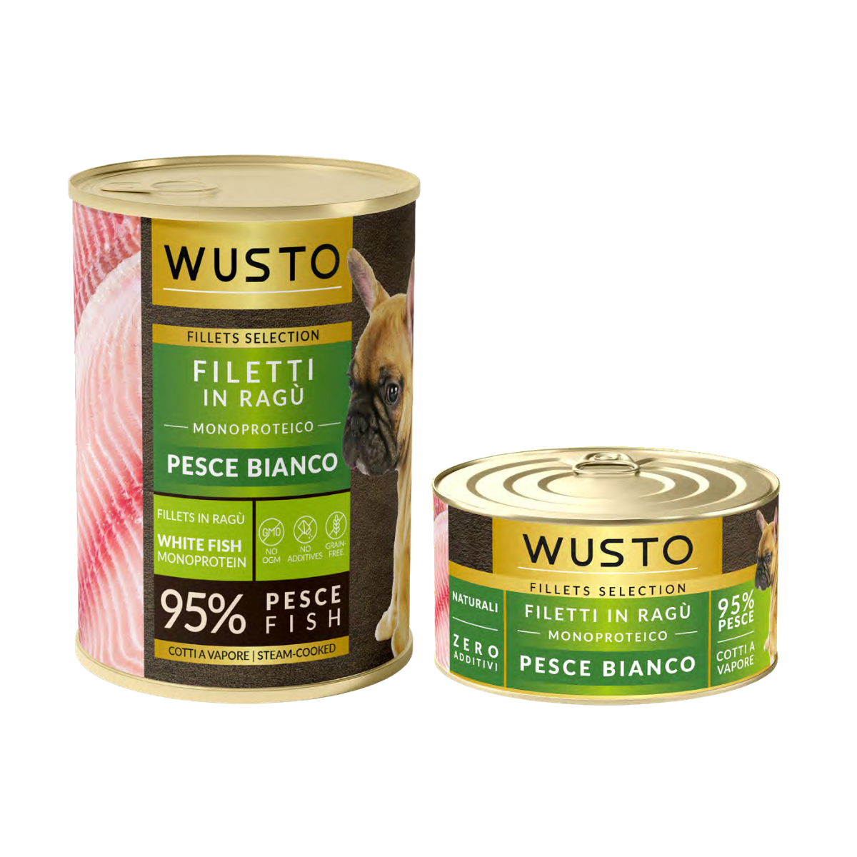 Wusto Daily Premium Cane - Filetti in Ragù Monoproteico Pesce Bianco