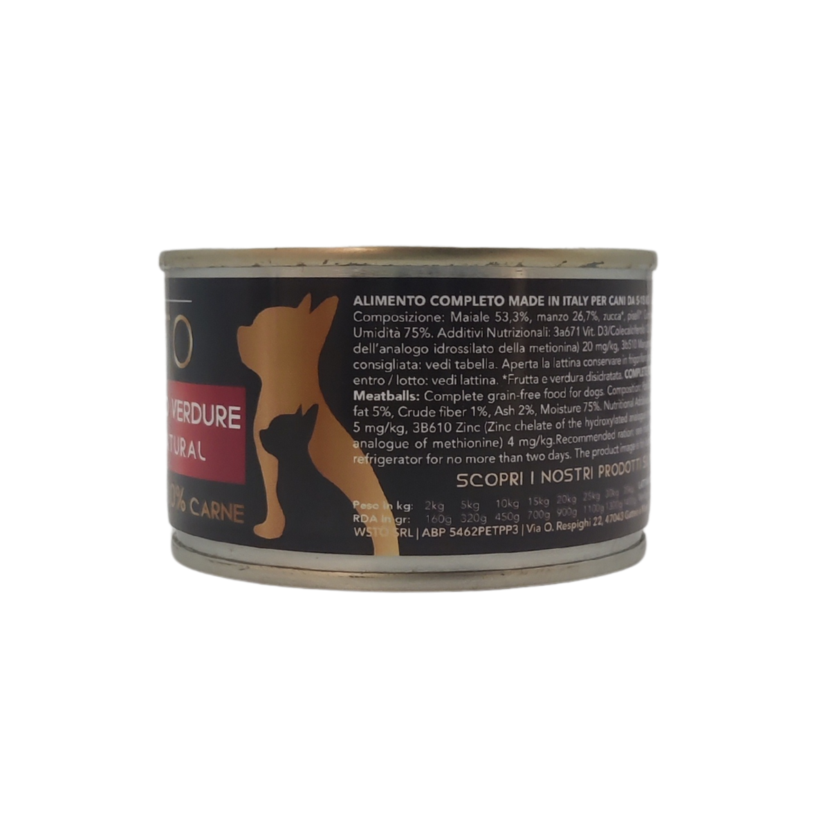 WSTO - Maiale Manzo Verdure - Polpette Natural - Cotte al vapore - 80% Carne