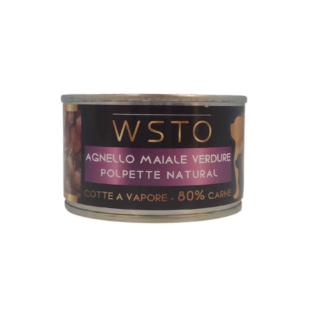 WSTO - Agnello Maiale Verdure - Polpette Natural - Cotte al vapore - 80% Carne
