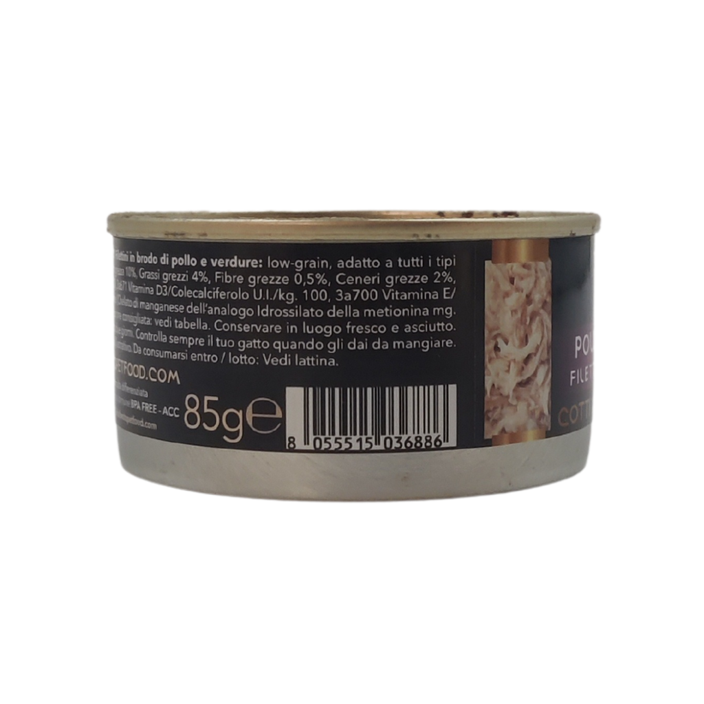 Pollo con Verdure - Filettini in brodo natural - Cotti al vapore - 90% Carne - 85 g