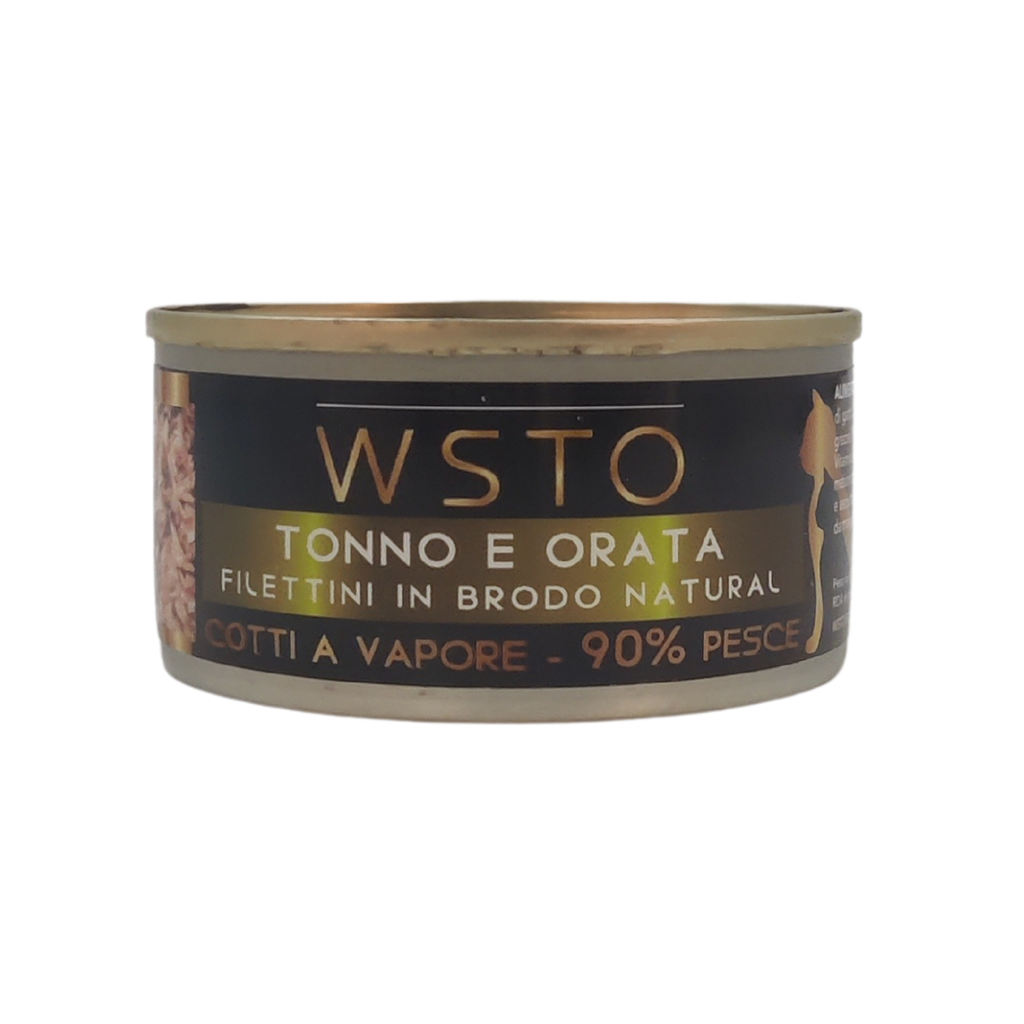 Tonno e orata - Filettini in brodo natural - Cotti al vapore - 90% Pesce - 85 g