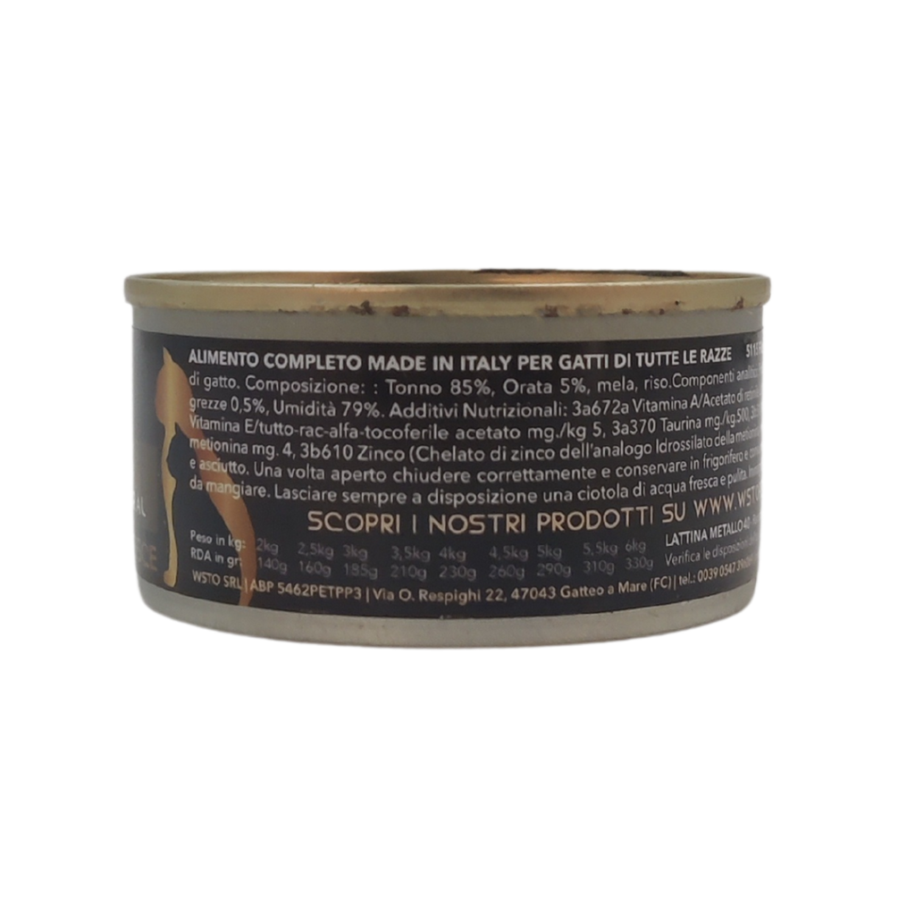 Tonno e orata - Filettini in brodo natural - Cotti al vapore - 90% Pesce - 85 g