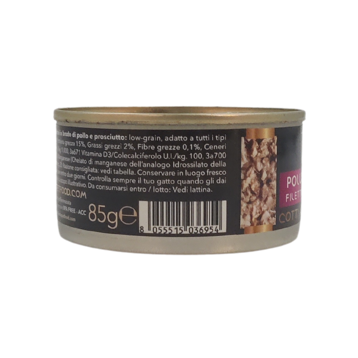 Pollo e prosciutto - Filettini in brodo natural - Cotti al vapore - 91% Carne - 85 g