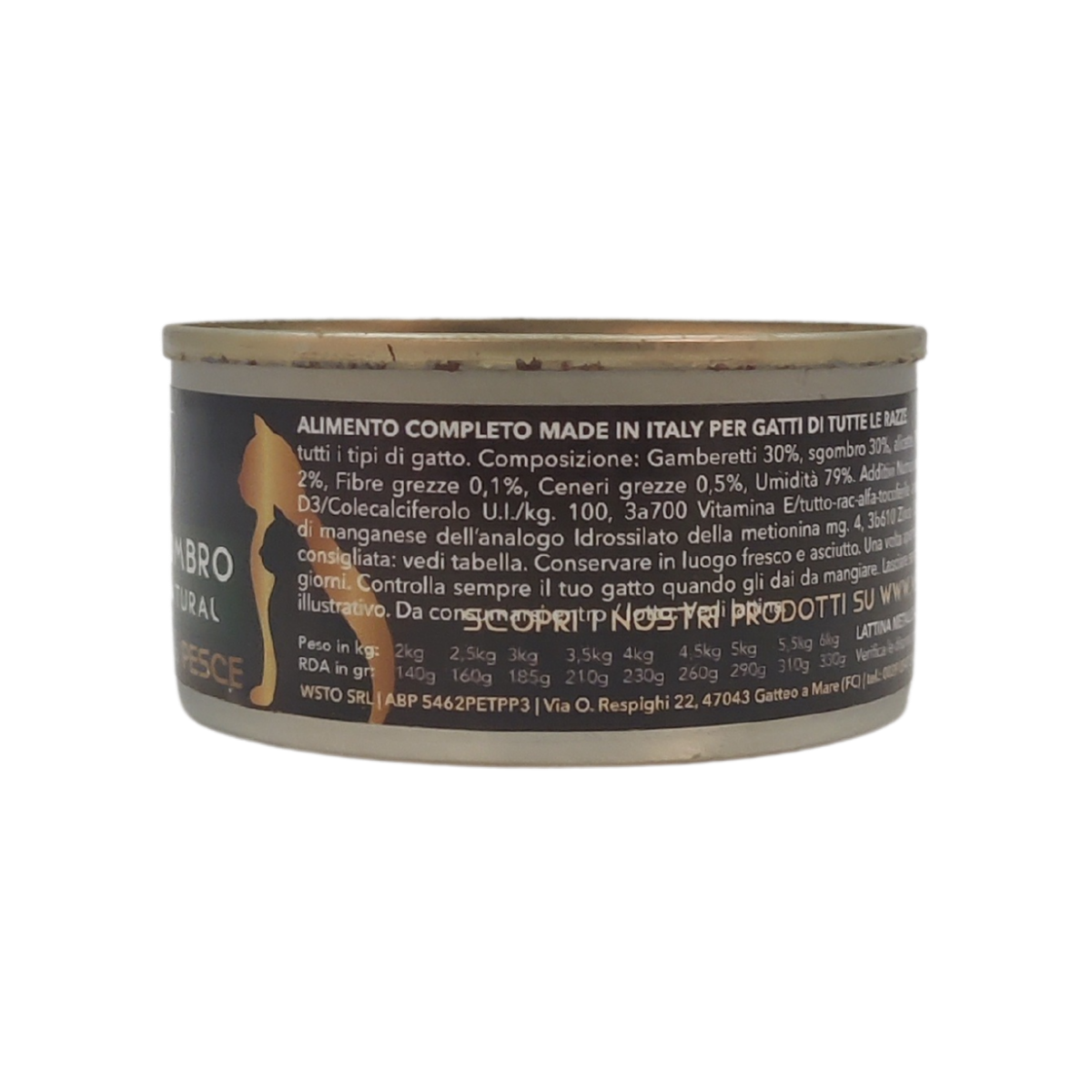 Gamberetti e Sgombro - Filettini in brodo natural - Cotti al vapore - 91% Pesce - 85 g