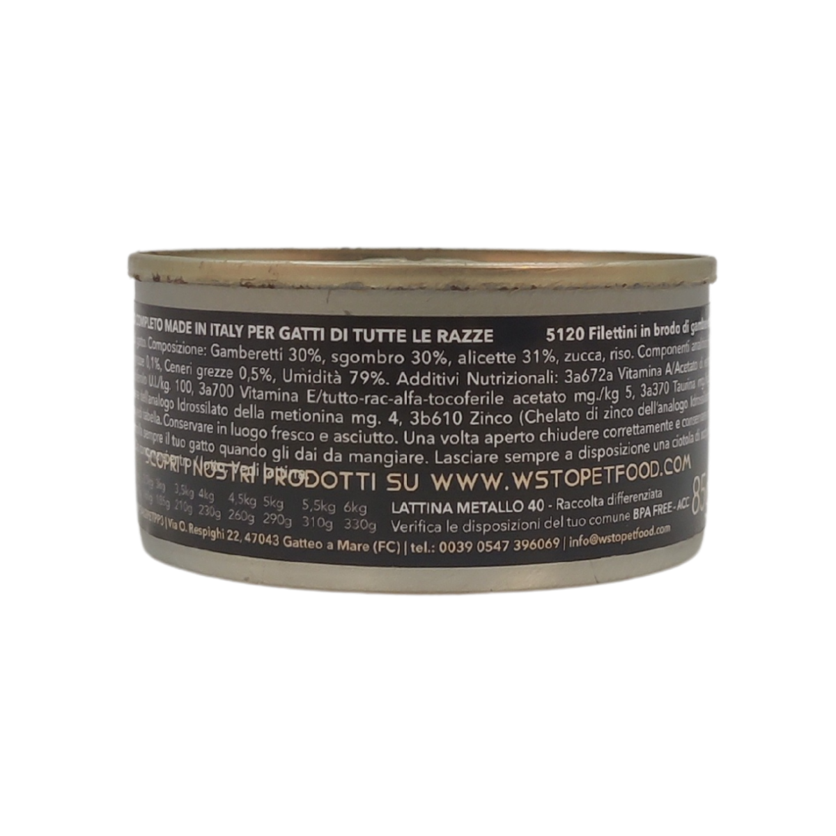Gamberetti e Sgombro - Filettini in brodo natural - Cotti al vapore - 91% Pesce - 85 g