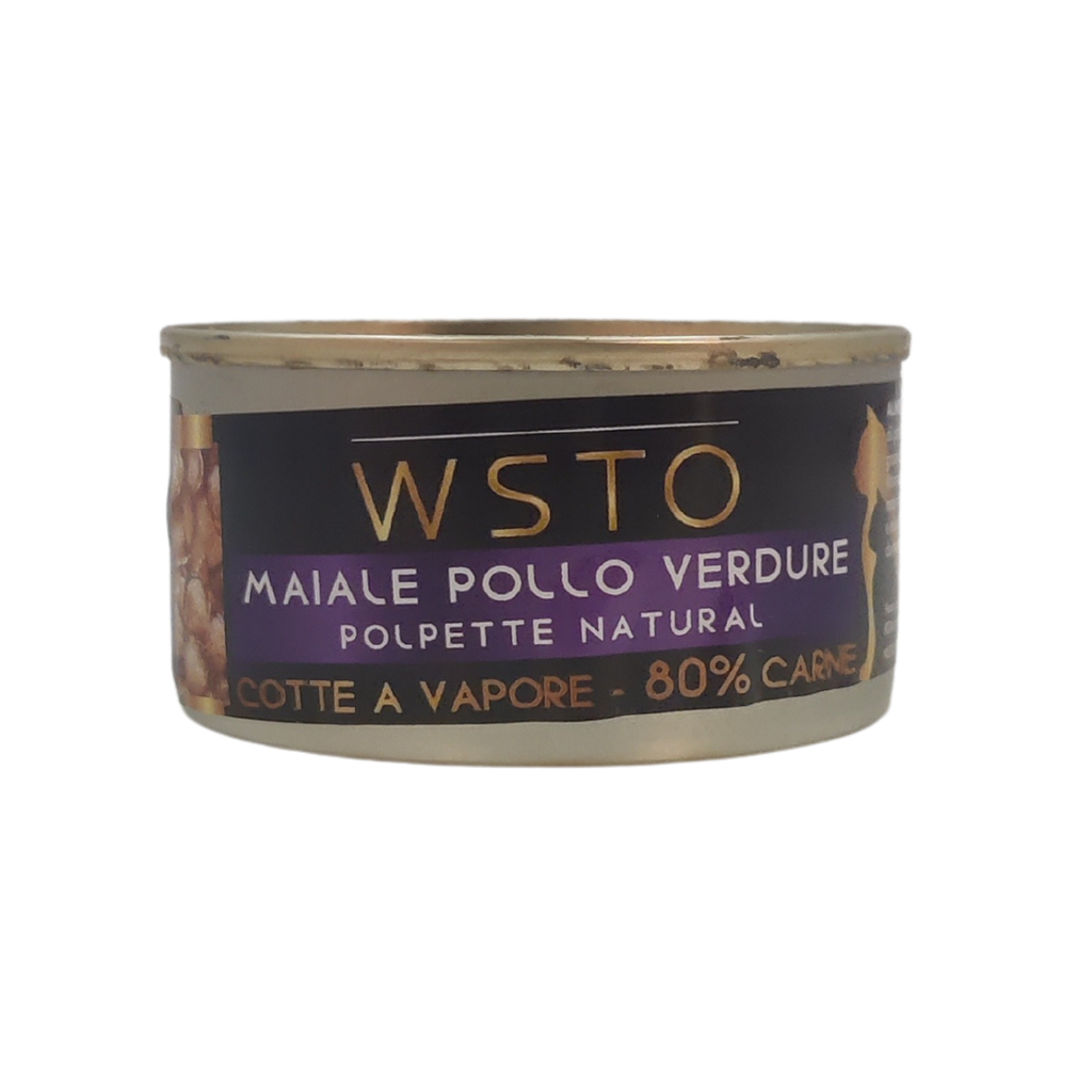 Maiale, Pollo e Verdure - Polpette natural - Cotti al vapore - 80% Carne - 85 g