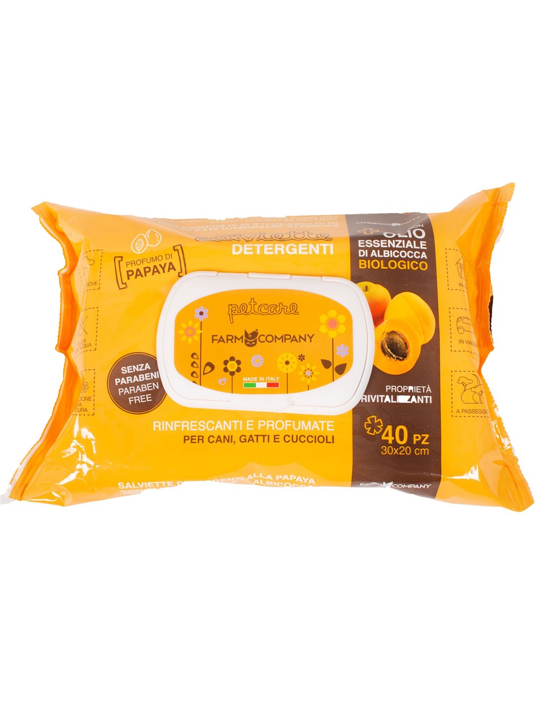 Salviette umidificate L’olio di albicocca e Papaya - 40 strappi - Farmcompany