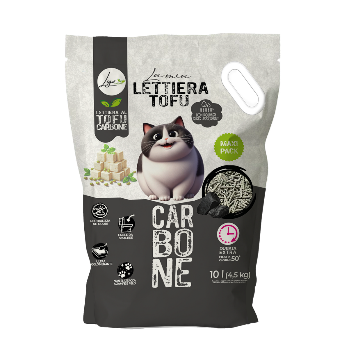 Ligo Nature - Lettiera per gatti -  Lettiera Tofu con carboni attivi - 10l
