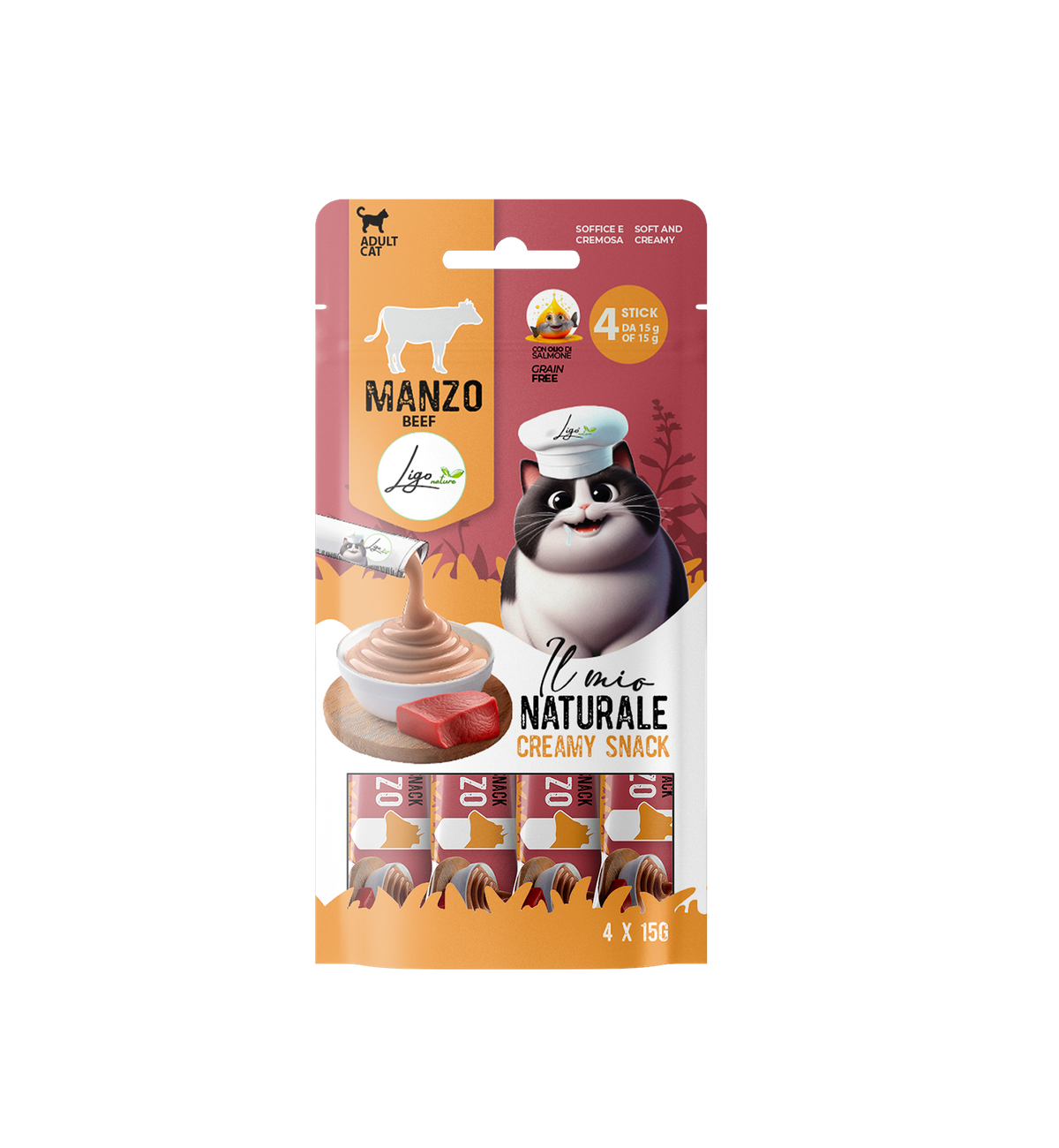 Ligo Nature - Creamy Snack di Manzo - 4x15gr