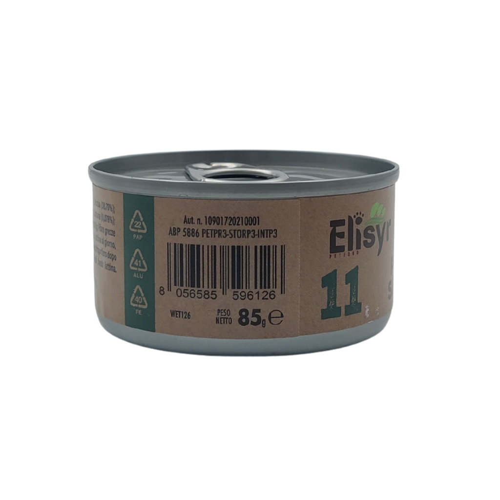 Elisyr - Alimento umido complementare per gatti adulti - Pollo e Salmone - 85 gr