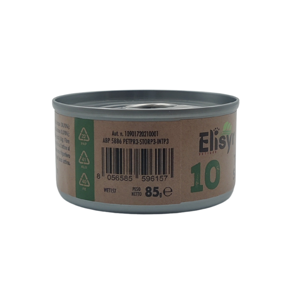 Elisyr - Alimento umido complementare per gatti adulti - Tonno e Salmone - 85 gr