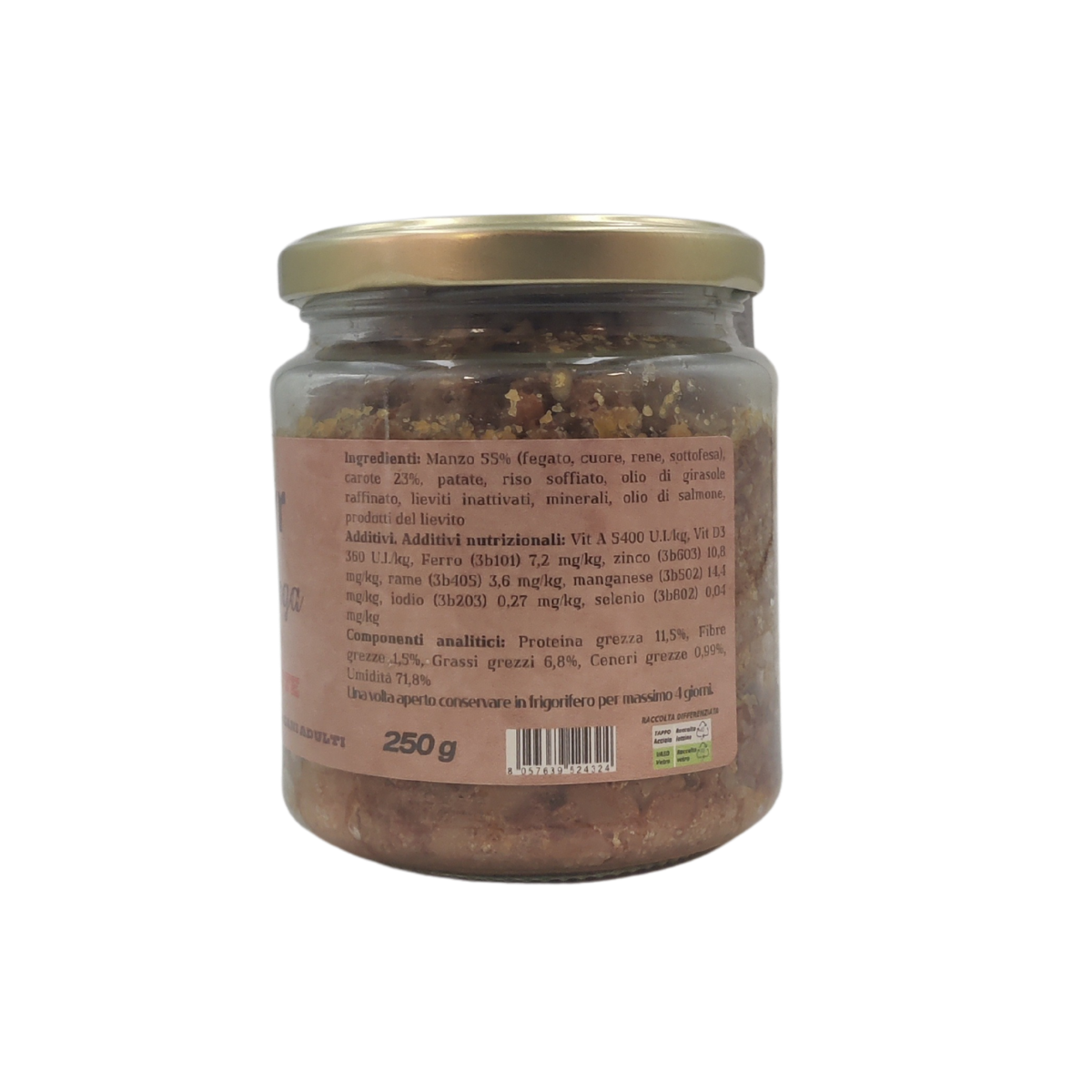 Manzo con Carote - Alimento completo per Cani Adulti - Elisyr La Casalinga