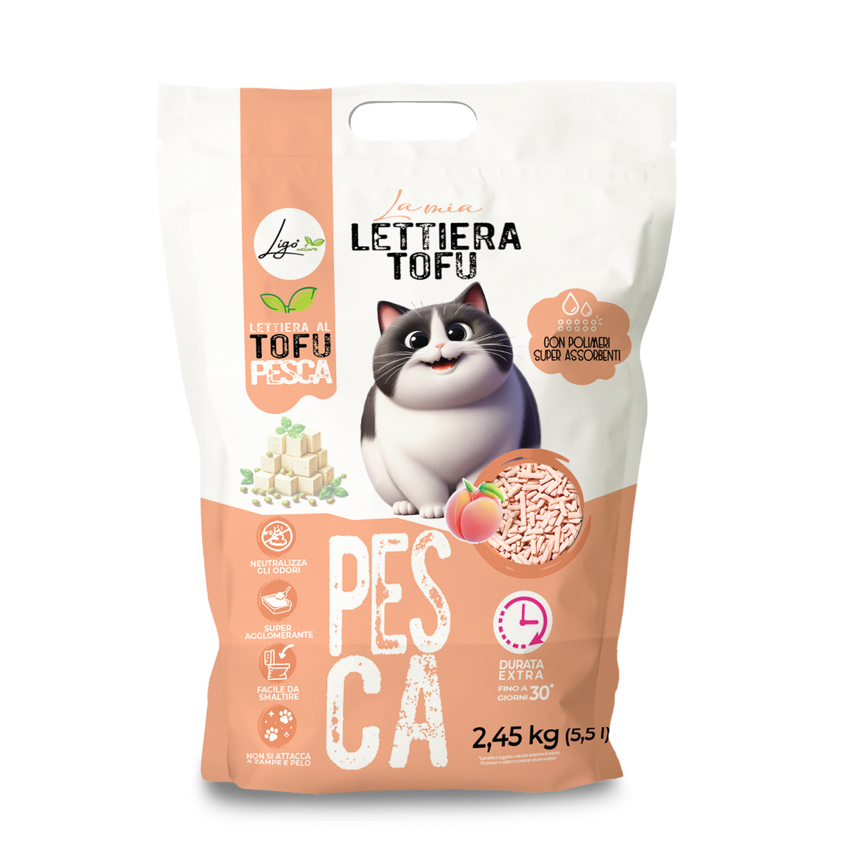 Lettiera per gatti - Tofu profumazione alla pesca - Ligo Nature