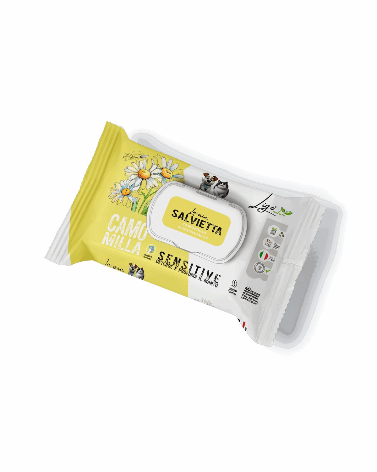 Ligo Nature - Salvietta sensitive camomilla - per cane e gatto - 40 pz