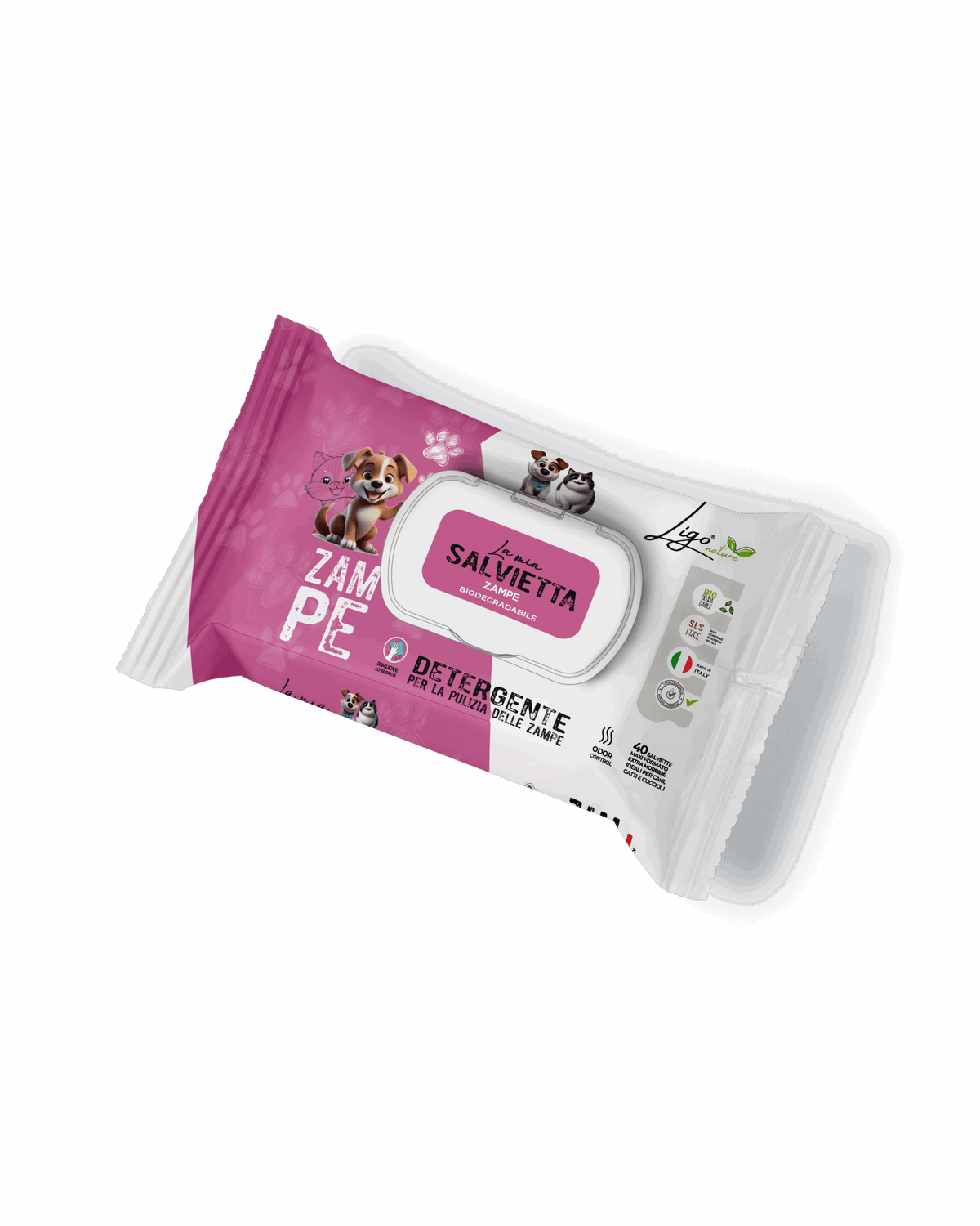 Ligo Nature - Salvietta delicata zampe - per cane e gatto - 40 pz