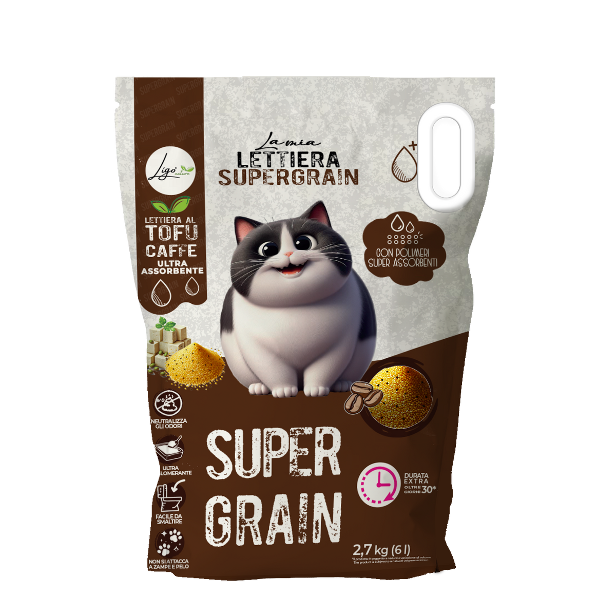 Lettiera per gatti - Supergrain profumazione al caffè 6L- 2,7Kg - Ligo Nature